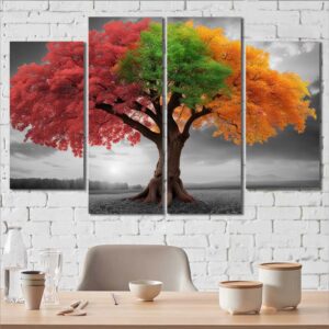 Life of Tree Printed Panels Canvas Layout-Four Panels Diamond
