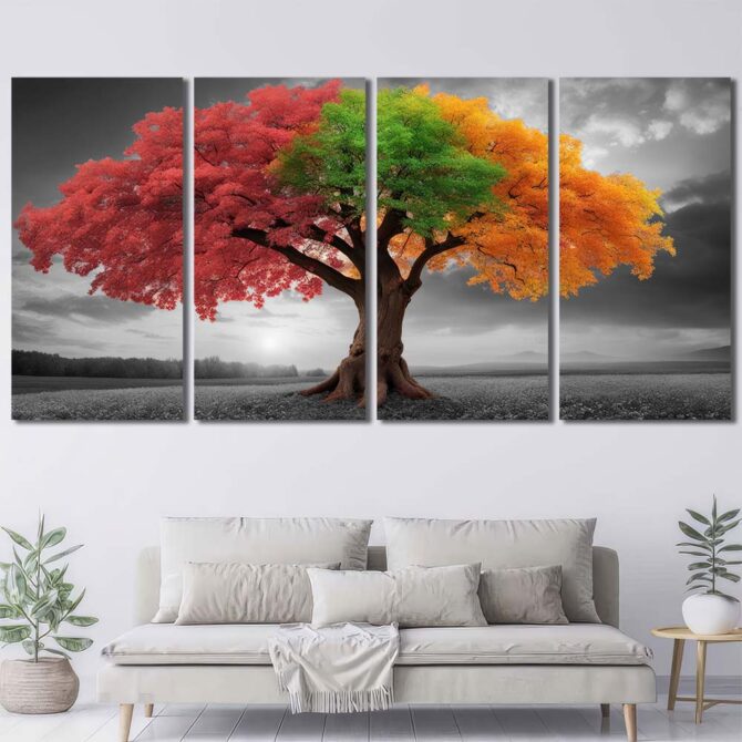 Life of Tree Printed Panels Canvas Layout-Four Panels Regular