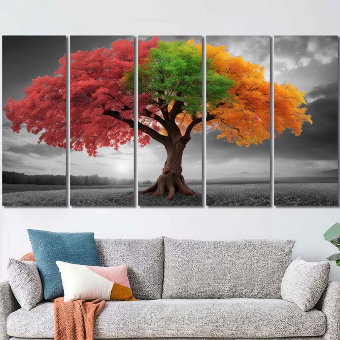 Life of Tree Printed Panels Canvas Layout-Five Panels Regular