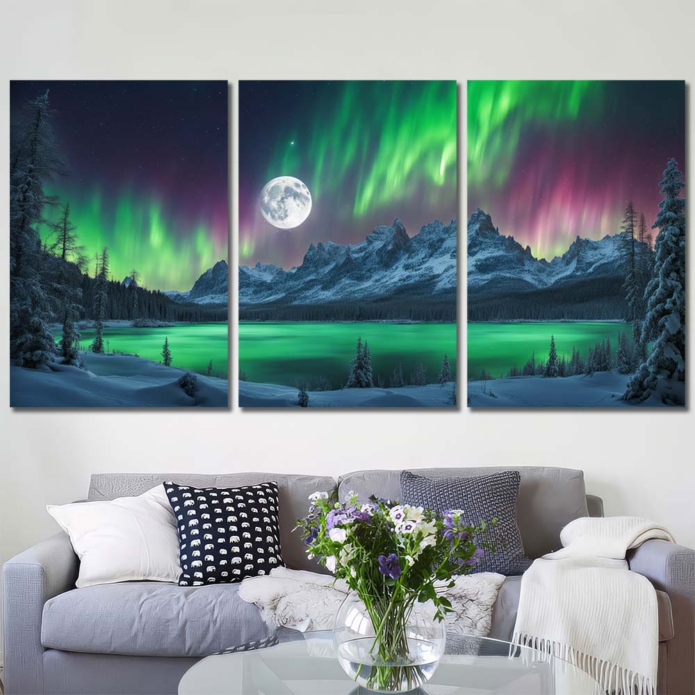 Aurora Borealis HD Pictures on Canvas Layout-Three Panels Regular