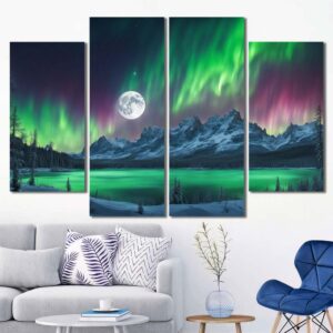 Aurora Borealis HD Pictures on Canvas Layout-Four Panels Diamond