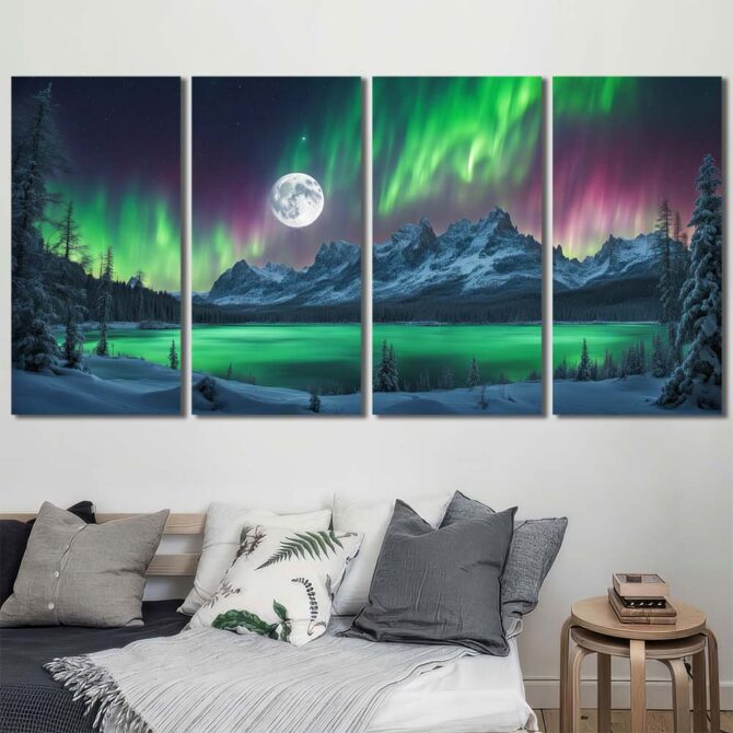 Aurora Borealis HD Pictures on Canvas Layout-Four Panels Regular