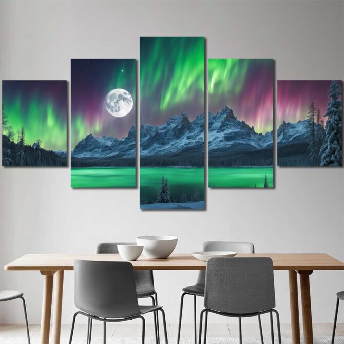 Aurora Borealis HD Pictures on Canvas Layout-Five Panels Diamond