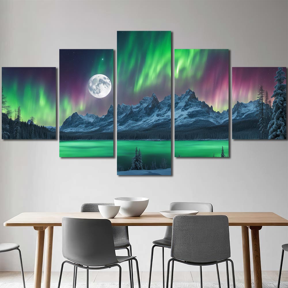 Aurora Borealis HD Pictures on Canvas Layout-Four Panels Diamond