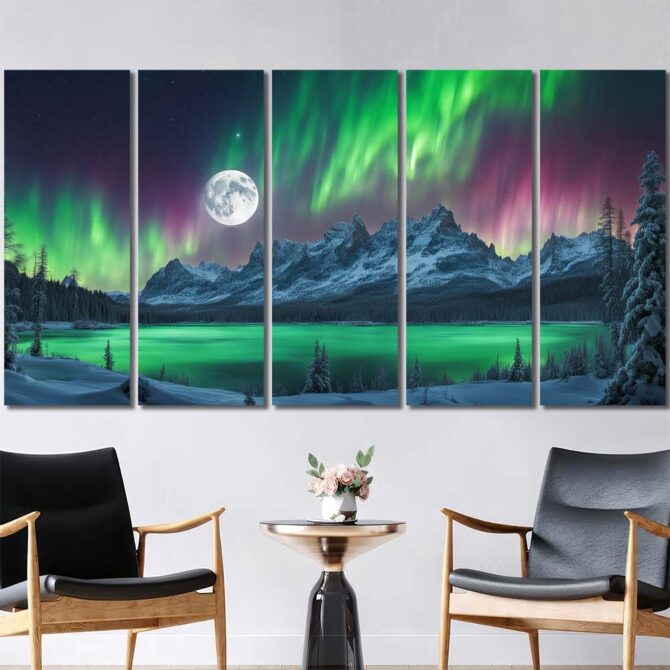 Aurora Borealis HD Pictures on Canvas Layout-Five Panels Regular