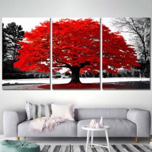 Red Tree HD pictures on Canvas with Frame Layout-Three Panels Regular