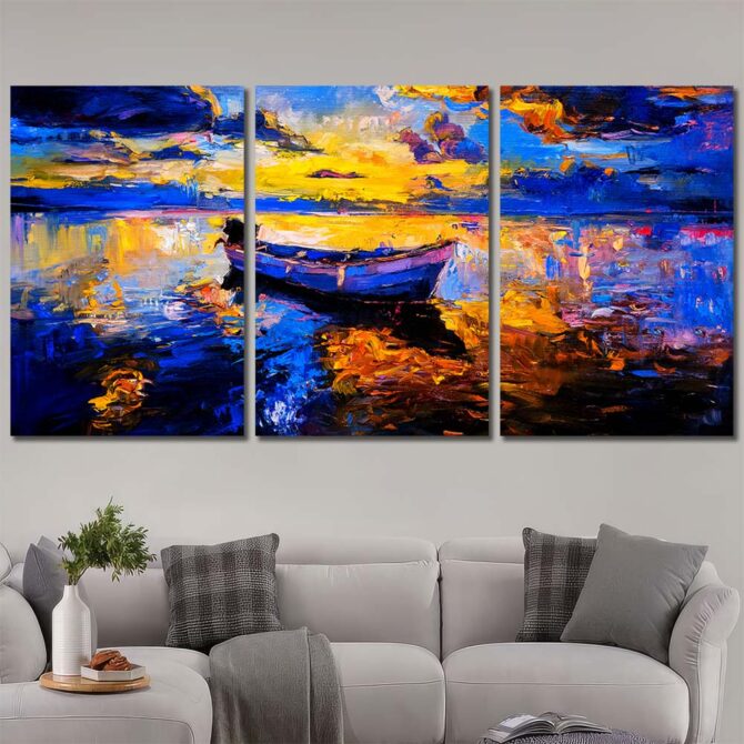 A Fish Too Far Canvas Wall Art with Frame Layout-Three Panels Regular