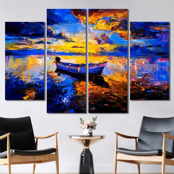 A Fish Too Far Canvas Wall Art with Frame Layout-Four Panels Diamond