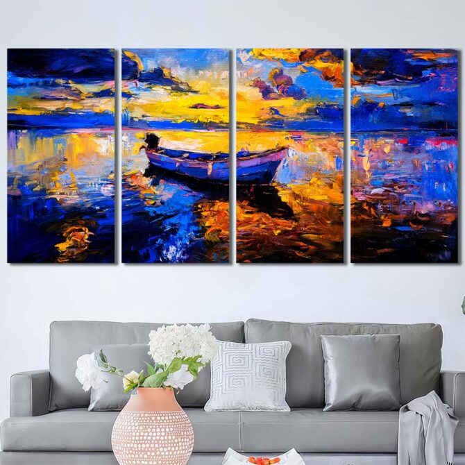 A Fish Too Far Canvas Wall Art with Frame Layout-Four Panels Regular