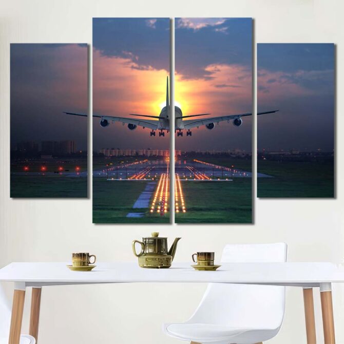 Airplane Print Art Canvas Layout-Four Panels Diamond