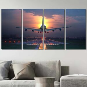 Airplane Print Art Canvas Layout-Four Panels Regular