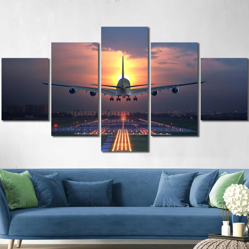 Airplane Print Art Canvas Layout-Four Panels Diamond