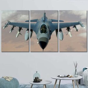 fighter plane Decor Art Canvas with Frame Layout-Three Panels Regular