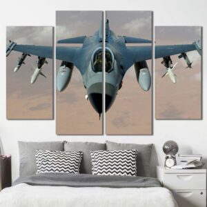 fighter plane Decor Art Canvas with Frame Layout-Four Panels Diamond