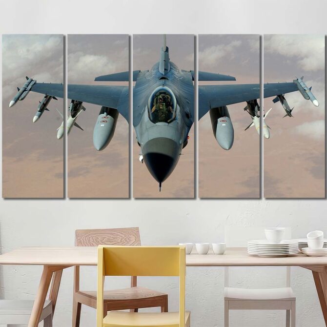 fighter plane Decor Art Canvas with Frame Layout-Five Panels Regular