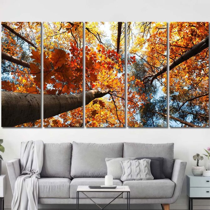 Autumn Canopy Canvas Art Layout-Five Panels Regular
