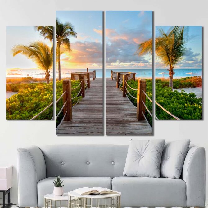 Boardwalk to Paradise Printed Panels Canvas Layout-Four Panels Diamond