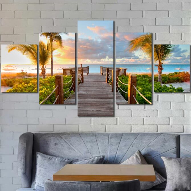 Boardwalk to Paradise Printed Panels Canvas Layout-Five Panels Diamond