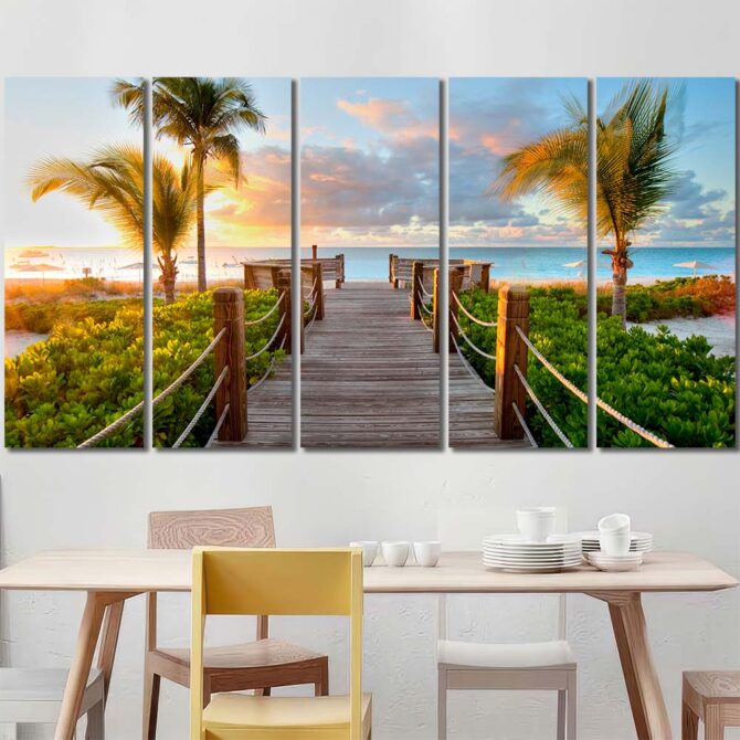Boardwalk to Paradise Printed Panels Canvas Layout-Five Panels Regular