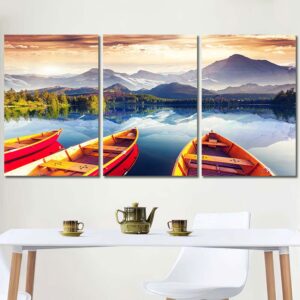 Canoe Lake Printed Wall Art Painting Layout-Three Panels Regular