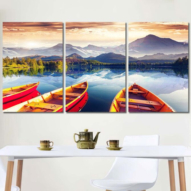 Canoe Lake Printed Wall Art Painting Layout-Three Panels Regular