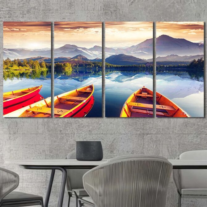 Canoe Lake Printed Wall Art Painting Layout-Four Panels Regular