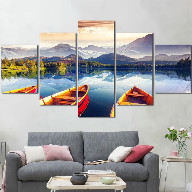 Canoe Lake Printed Wall Art Painting Layout-Five Panels Diamond