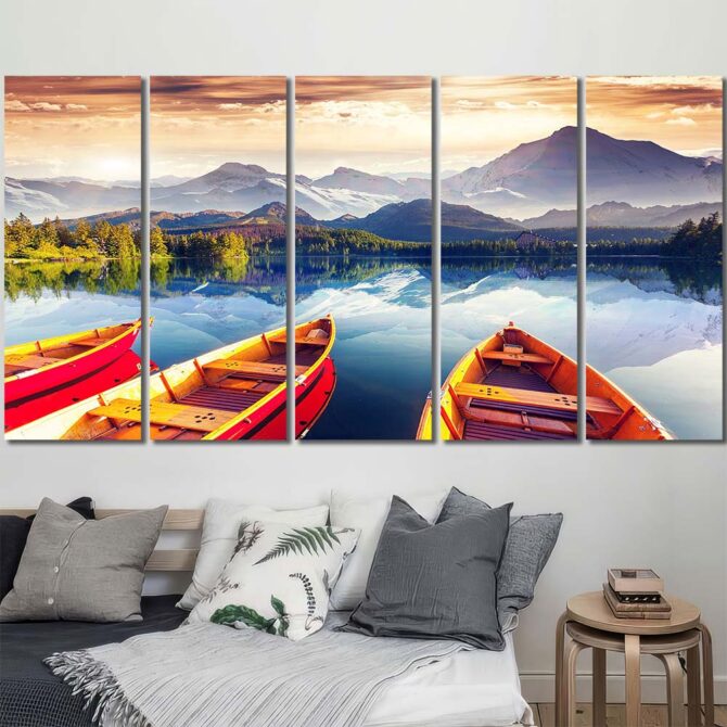 Canoe Lake Printed Wall Art Painting Layout-Five Panels Regular