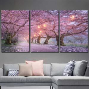 Cherry Blossoms Road Framed Wall Art Layout-Three Panels Regular
