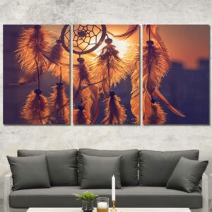 Dreamcatcher Sunset Framed Wall Art Layout-Three Panels Regular