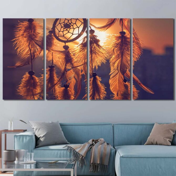 Dreamcatcher Sunset Framed Wall Art Layout-Four Panels Regular