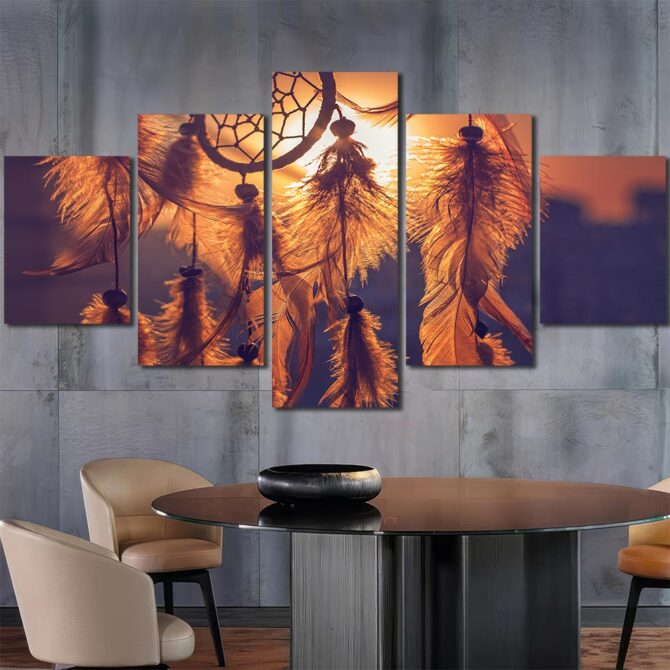Dreamcatcher Sunset Framed Wall Art Layout-Five Panels Diamond