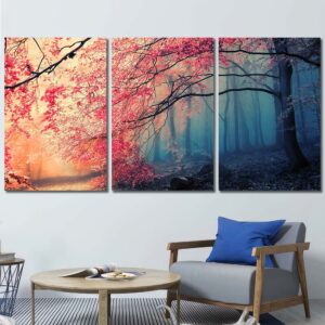 Eerie Forest Printed Canvas Painting Layout-Three Panels Regular