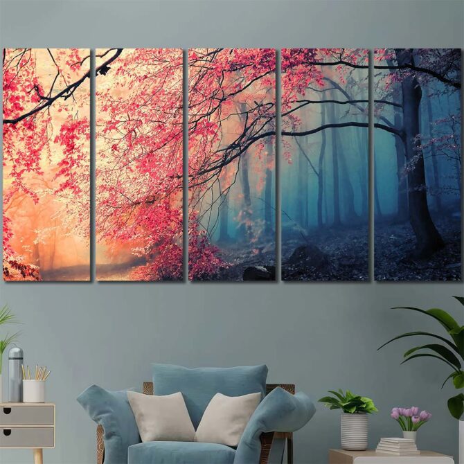 Eerie Forest Printed Canvas Painting Layout-Five Panels Regular