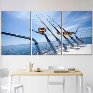 Fishing Rods HD Canvas Prints Layout-Three Panels Regular