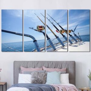 Fishing Rods HD Canvas Prints Layout-Four Panels Regular