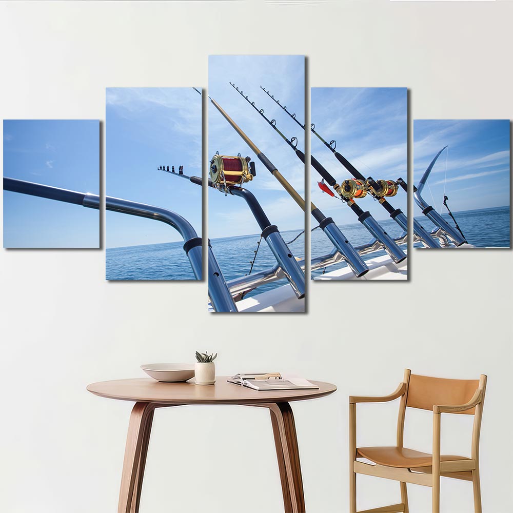 Fishing Rods HD Canvas Prints Layout-Four Panels Diamond