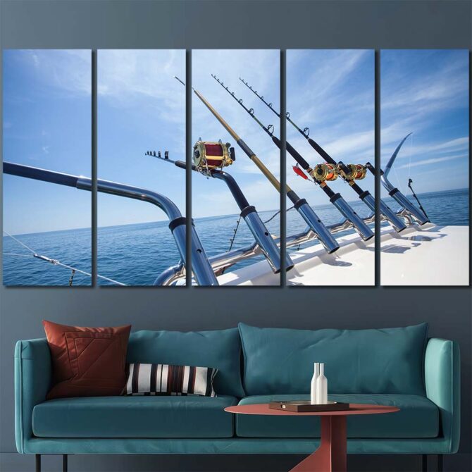 Fishing Rods HD Canvas Prints Layout-Five Panels Regular