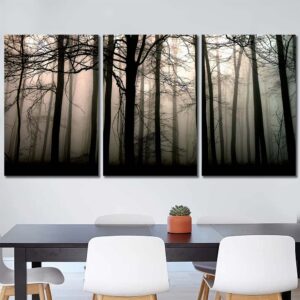 Foggy Trees Wall Art Pictures with Frame Layout-Three Panels Regular