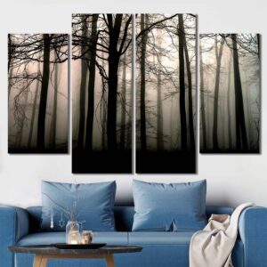Foggy Trees Wall Art Pictures with Frame Layout-Four Panels Diamond