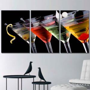 Four Cocktails Wall Art Canvas with Frame Layout-Three Panels Regular