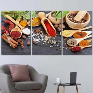 Grains & Spices Framed Panels Canvas Layout-Three Panels Regular