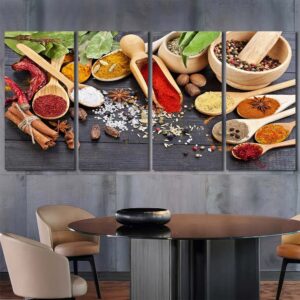 Grains & Spices Framed Panels Canvas Layout-Four Panels Regular