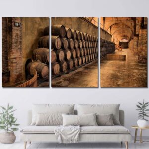 Wine Cellar Wall Art Canvas with Frame Layout-Three Panels Regular