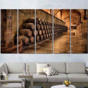 Wine Cellar Wall Art Canvas with Frame Layout-Four Panels Regular