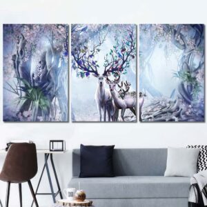 Magical Deer Printed Wall Art Painting Layout-Three Panels Regular