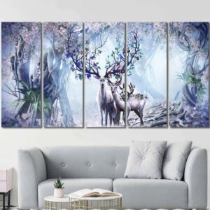 Magical Deer Printed Wall Art Painting Layout-Four Panels Regular