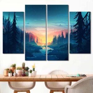 Mountains HD Pictures on Canvas Layout-Four Panels Diamond