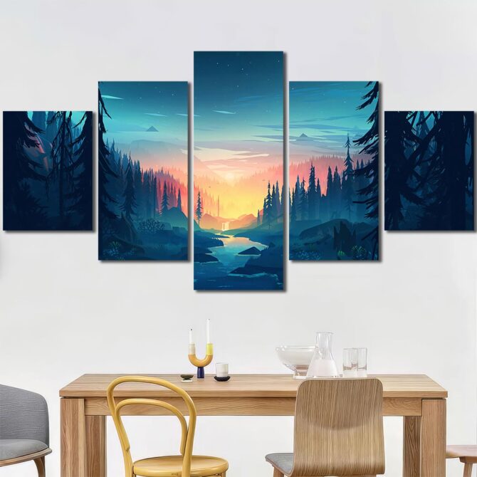 Mountains HD Pictures on Canvas Layout-Five Panels Diamond