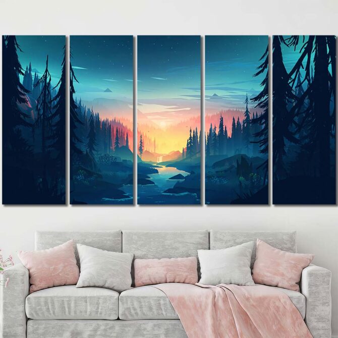 Mountains HD Pictures on Canvas Layout-Five Panels Regular